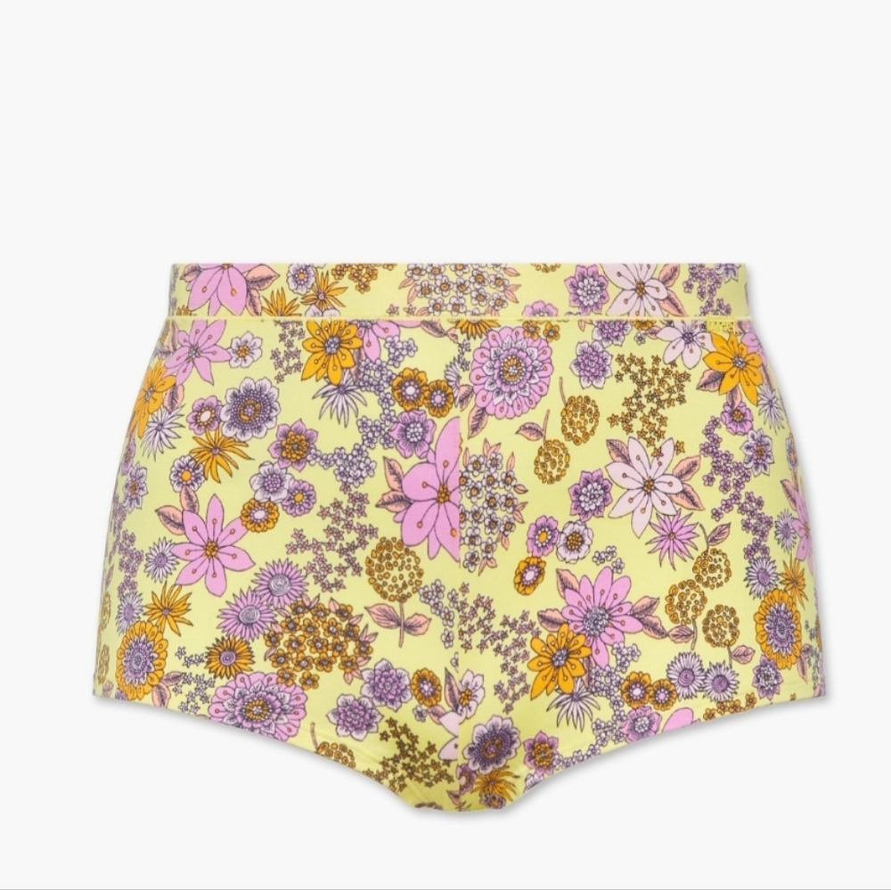 NWT Savage X Fenty Cotton Essentials Floral Plus Sleep Shorts 4X Yellow